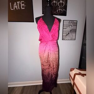 Young Fabulous & Broke Vibrant Pink and Purple Cheetah Print Dress